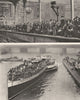 LONDON. London crowds leave for Margate by train and paddle steamer 1926 print