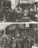 LONDON. Herding passengers to tram at Blackfriars & bus Ludgate Hill 1926