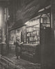 LONDON. Wet winter evening and a book lover in Bloomsbury 1926 old print