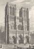 PARIS. West Front of the Church of Notre Dame 1831 old antique print picture