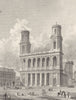 PARIS. West Front of the Church of St. Sulpice 1831 old antique print picture