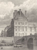 PARIS. Pavillon de Flore & Pont Royal 1831 old antique vintage print picture