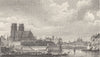PARIS. Notre Dame et a Pont Rouge 1831 old antique vintage print picture