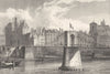 PARIS. Pont D'Arcole 1831 old antique vintage print picture