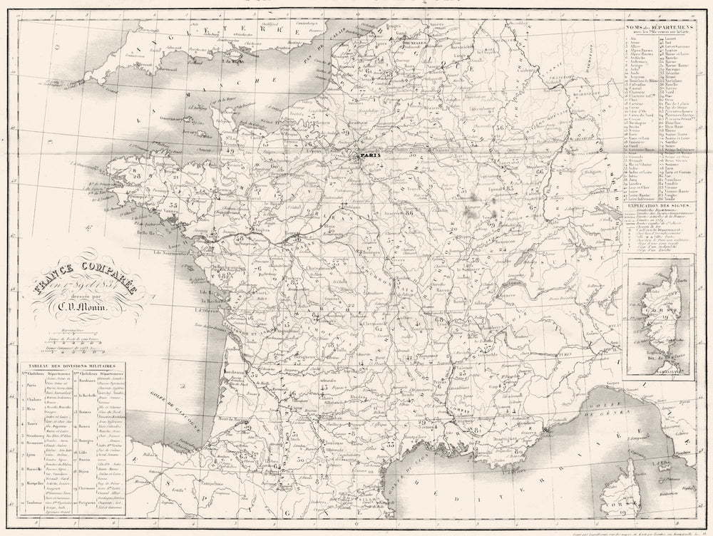 FRANCE. France Pittoresque; Inset map of Corse (Corsica)  1835 old antique