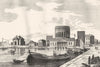 FRANCE. Canal de l'ourcq- Bassin de la villette 1835 old antique print picture