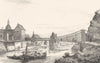 ARDENNES. Pont Suspendu á Charleville 1835 old antique vintage print picture