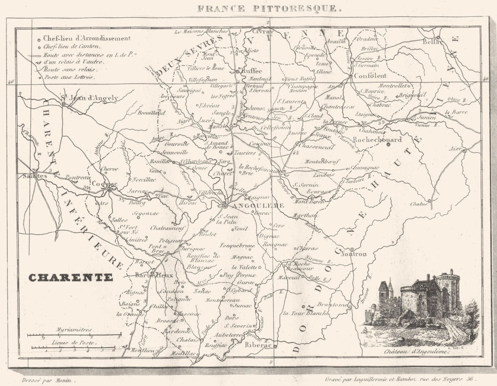 CHARENTE. Charente. Département  1835 old antique vintage map plan chart