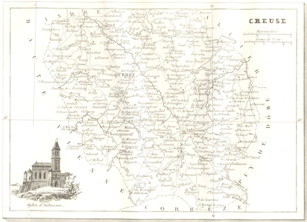 CREUSE. Creuse. Département  1835 old antique vintage map plan chart