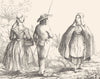 CREUSE. Costumes de la Creuse 1835 old antique vintage print picture
