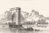 DRÔME. . Pont Valence; Ruines du Chateau Crussol 1835 old antique print