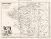FINISTÈRE. Département du Finistère 1835 old antique vintage map plan chart
