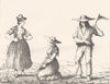 ISÈRE. Costumes de l'Isére 1835 old antique vintage print picture