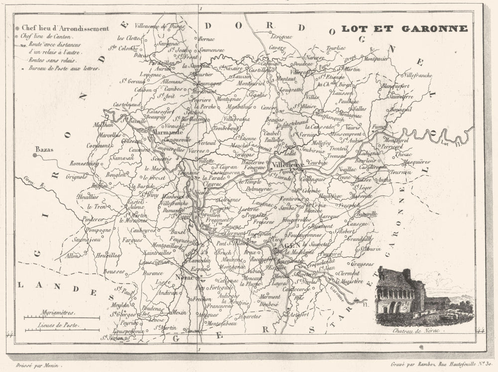 LOT-ET-GARONNE. Département du Lot-et-Garonne 1835 old antique map plan chart