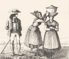 LOZÈRE. Costumes de la Lozère 1835 old antique vintage print picture