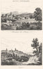 HAUTE-MARNE. Bourbonne-les-Bains; Langres 1835 old antique print picture