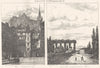MOSELLE. Metz, Cathédrale; Aqueduc romain près 1835 old antique print picture