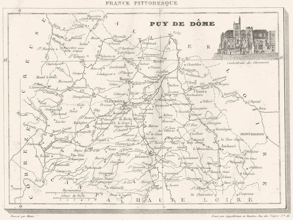 PUY-DE-DÔME. Département Du Puy-de-Dôme 1835 old antique map plan chart
