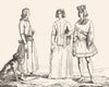 PARIS. Paris. Costumes du XIVe Siècle 1835 old antique vintage print picture