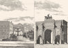 PARIS. Château d'Eau; Arc de Triomphe du Carousel 1835 old antique print