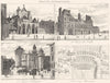 PARIS.S.Germain l'Auxerrois;L'Hotel Ville;L'Ancien Chatelet;Pont Meuniers 1835