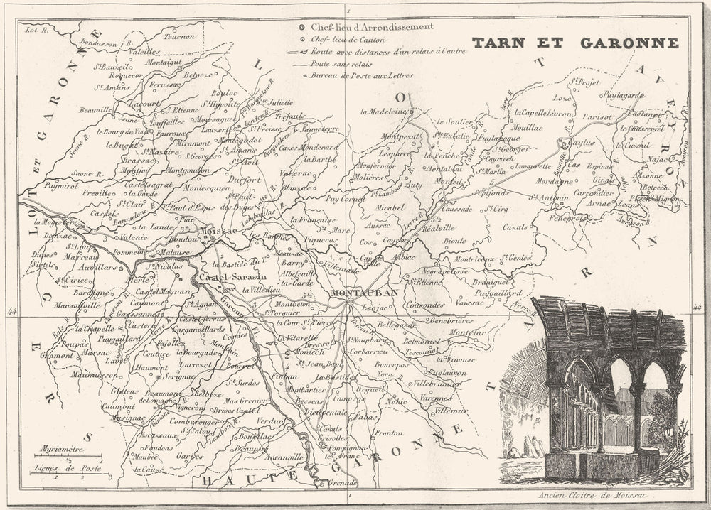 TARN-ET-GARONNE. Tarn-Et-Garonne. Département  1835 old antique map plan chart