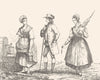 VOSGES. Costumes des Vosges 1835 old antique vintage print picture