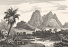 MARTINIQUE. Antilles Françaises. Les trois Pitons du carbet 1835 old print