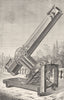 ASTRONOMY. Mirror telescope; (Foucault) observatory, Marseilles 1877 old print