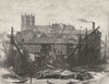 LONDON. The Abbey, from Lambeth bridge 1901 old antique vintage print picture