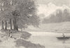 UK. The Boathouse Ferry, between Welsh and English Bridges 1901 old print