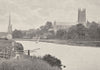 WORCESTERSHIRE. Worcester Cathedral, from the Severn 1901 old antique print