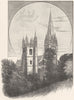 WALES. Llandaff Cathedral. The West Front 1901 old antique print picture