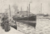 LANCASHIRE. Steamer passing through Trafford road Swing bridge 1901 old print
