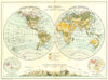 WORLD IN HEMISPHERES.Western Eastern Land Water. Snowline altitudes 1909 map