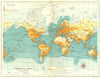 WORLD. Commercial chart. Development. Mercantile marine tonnage 1909 old map