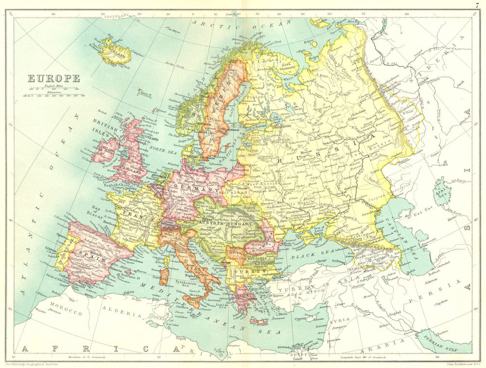 EUROPE. Pre-WW1 shows Austria-Hungary Turkey Servia Trans-Caucasia 1909 map