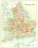 ENGLAND & WALES. Showing counties. Cassells. 1909 old antique map plan chart
