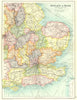 SOUTH & EAST ENGLAND.Shows railways canals coach bus & steamer routes 1909 map