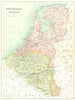 BENELUX. Netherlands. Belgium. Grand Duchy of Luxembourg 1909 old antique map