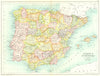 IBERIA. Spain showing provinces & Portugal 1909 old antique map plan chart