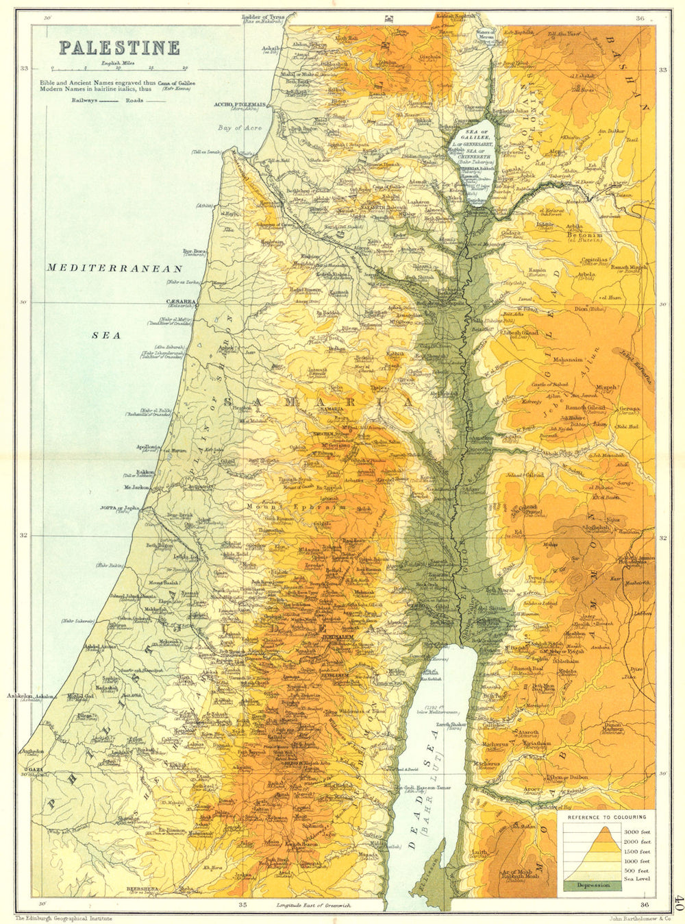 PALESTINE ISRAEL. Showing Biblical/Ancient & Modern places names 1909 old map