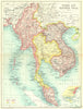 INDOCHINA.Burma Siam Thailand Vietnam French Indochina; Singapore 1909 old map