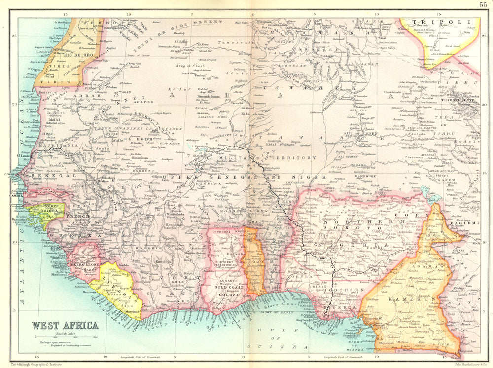 WEST AFRICA French West Africa. Gold Coast Togo Nigeria Kamerun Gambia 1909 map