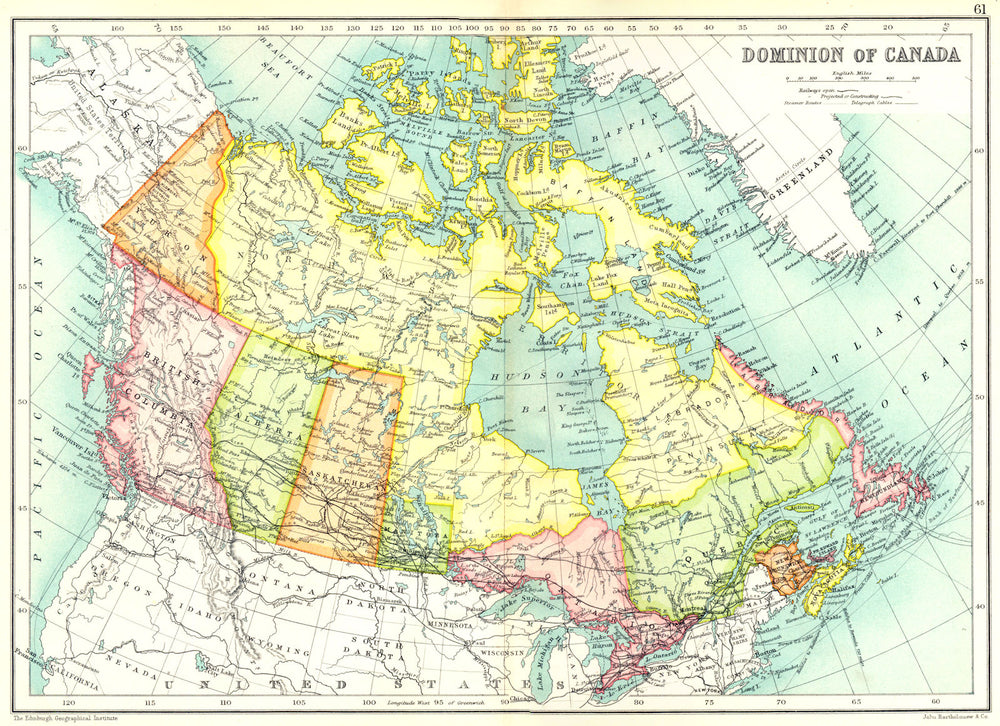 CANADA. Dominion of Canada showing provinces and territories 1909 old map