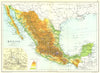 MEXICO. Physical map. Inset map of Mexico City area 1909 old antique chart
