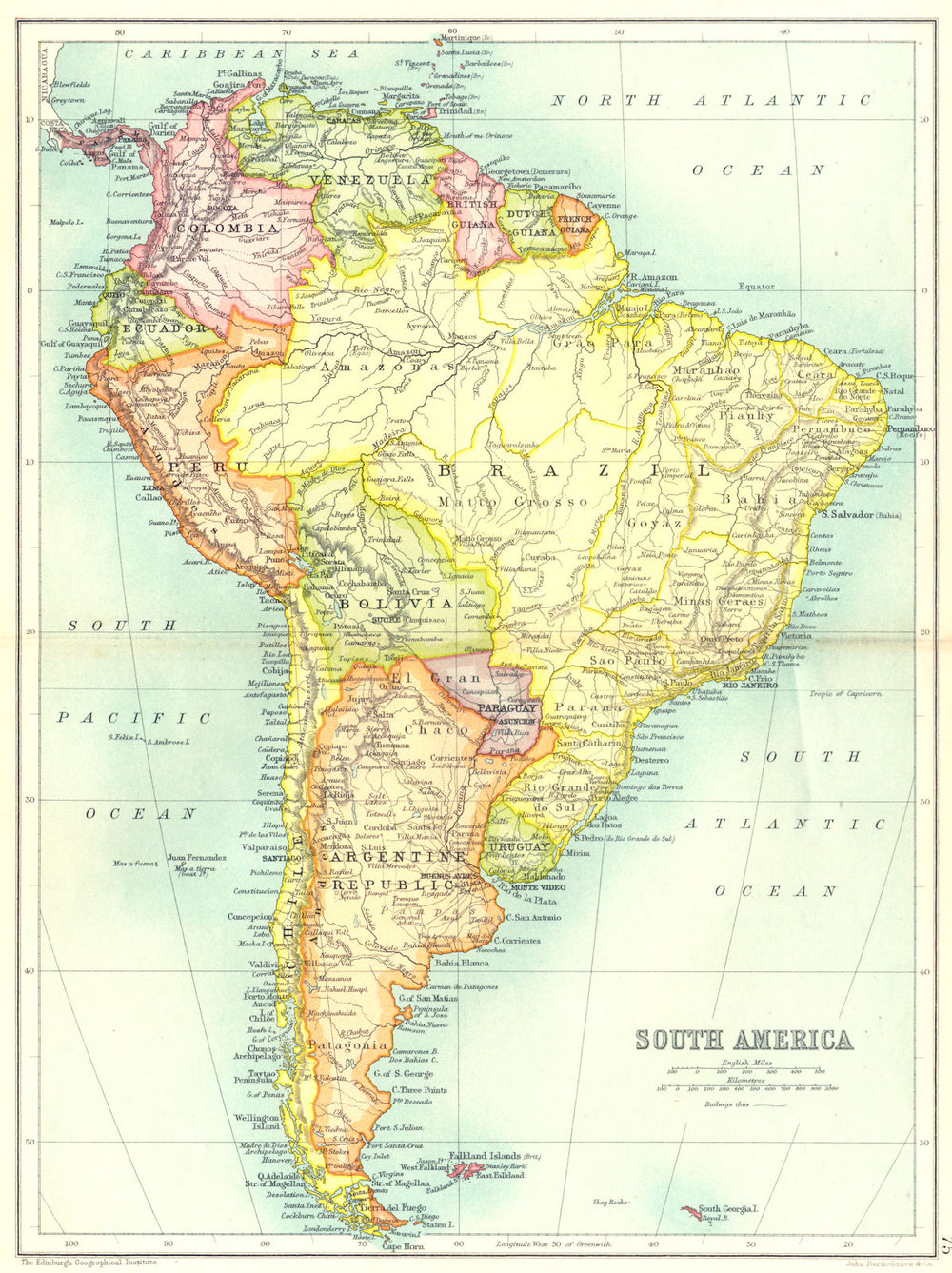 SOUTH AMERICA. Showing railways. Cassells 1909 old antique map plan chart