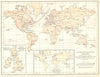 WORLD. Climatological chart; Influence Oceans Continents; temperatures 1897 map