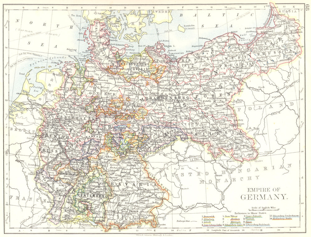GERMANY. Empire of Germany 1897 old antique vintage map plan chart