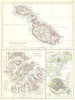 MALTA. Maltese Islands; Inset maps of Valetta; Venice 1897 old antique